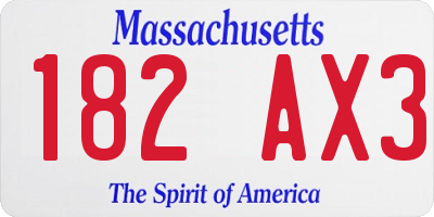 MA license plate 182AX3