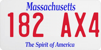 MA license plate 182AX4