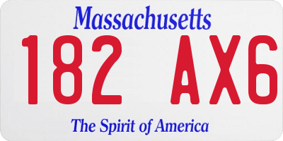 MA license plate 182AX6