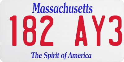 MA license plate 182AY3