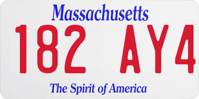 MA license plate 182AY4