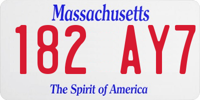 MA license plate 182AY7