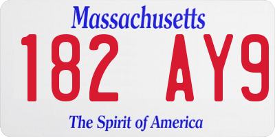 MA license plate 182AY9