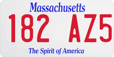MA license plate 182AZ5