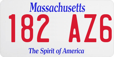 MA license plate 182AZ6