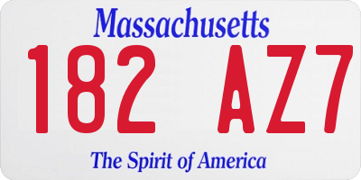 MA license plate 182AZ7