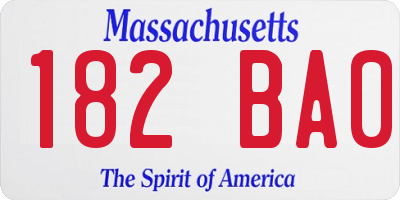 MA license plate 182BA0