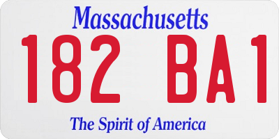 MA license plate 182BA1