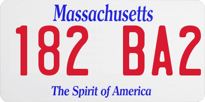 MA license plate 182BA2