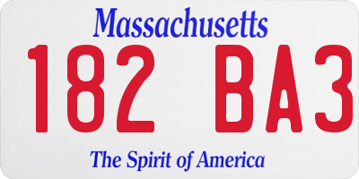 MA license plate 182BA3