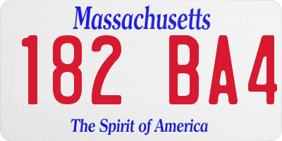MA license plate 182BA4
