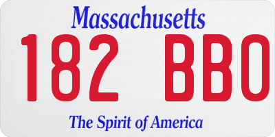 MA license plate 182BB0