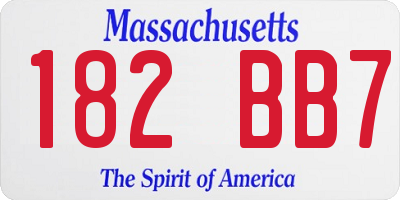 MA license plate 182BB7