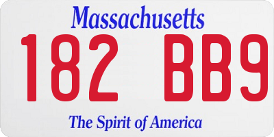 MA license plate 182BB9