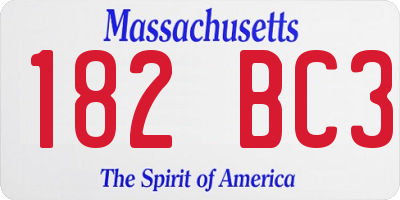 MA license plate 182BC3