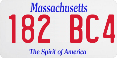 MA license plate 182BC4
