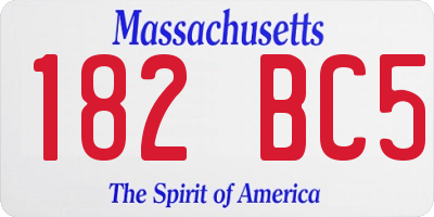 MA license plate 182BC5