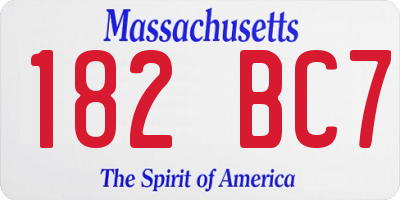 MA license plate 182BC7