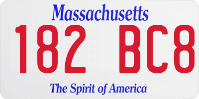 MA license plate 182BC8