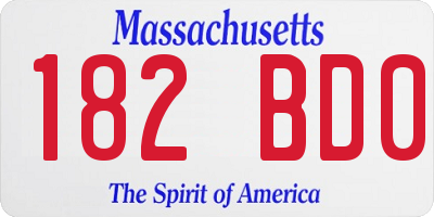 MA license plate 182BD0