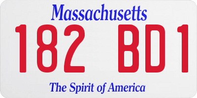MA license plate 182BD1