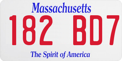 MA license plate 182BD7