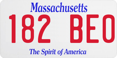 MA license plate 182BE0