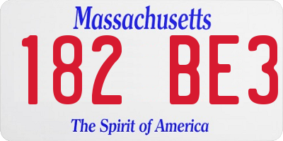 MA license plate 182BE3