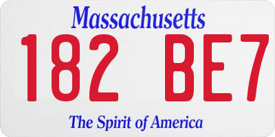 MA license plate 182BE7