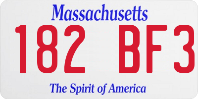 MA license plate 182BF3