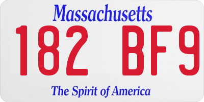 MA license plate 182BF9