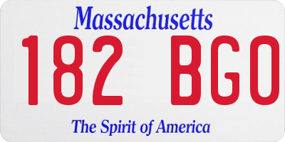 MA license plate 182BG0