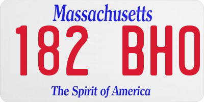 MA license plate 182BH0