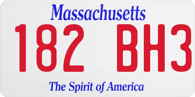 MA license plate 182BH3