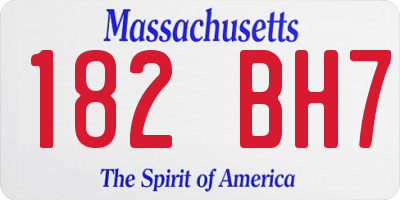 MA license plate 182BH7
