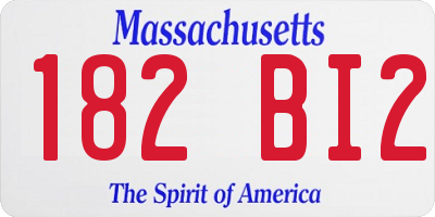 MA license plate 182BI2