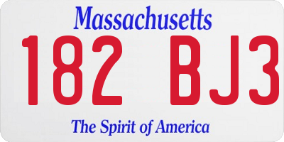 MA license plate 182BJ3