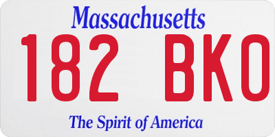 MA license plate 182BK0