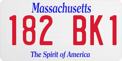 MA license plate 182BK1