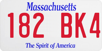 MA license plate 182BK4