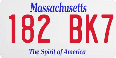 MA license plate 182BK7