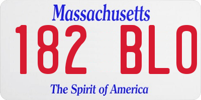 MA license plate 182BL0