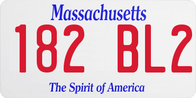 MA license plate 182BL2