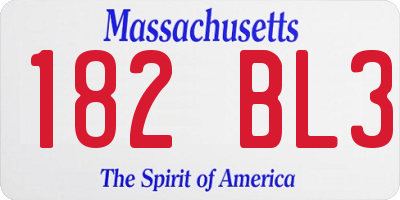 MA license plate 182BL3