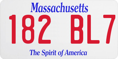 MA license plate 182BL7
