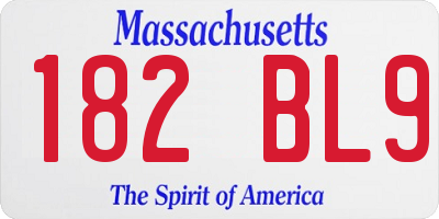 MA license plate 182BL9