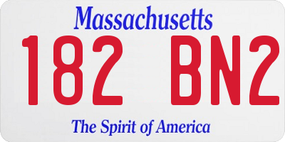 MA license plate 182BN2