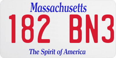 MA license plate 182BN3