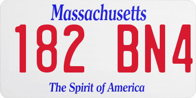 MA license plate 182BN4