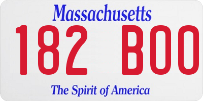 MA license plate 182BO0